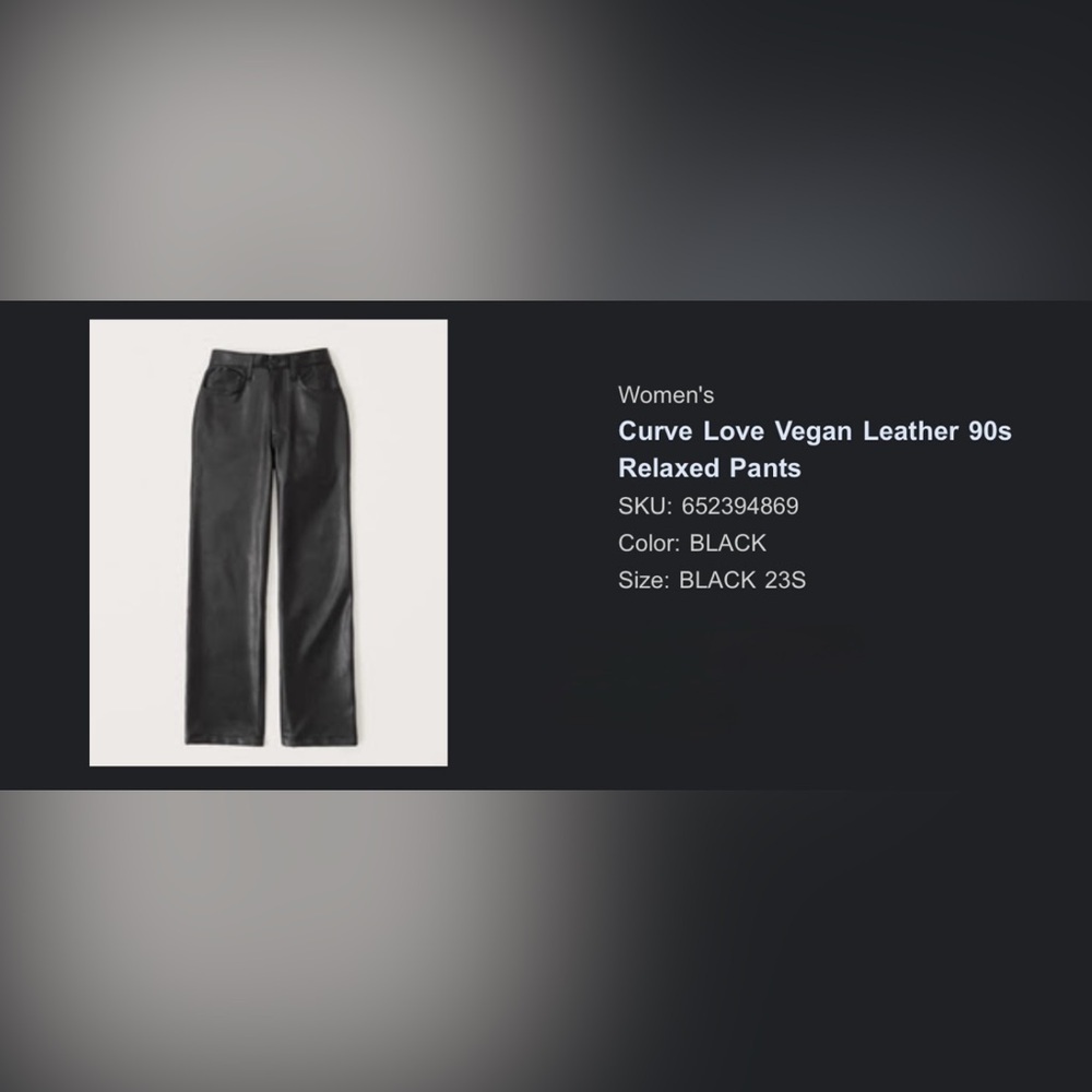 Abercrombie & Fitch Black Ultra High Rise Vegan Leather Pants CURVE LOVE